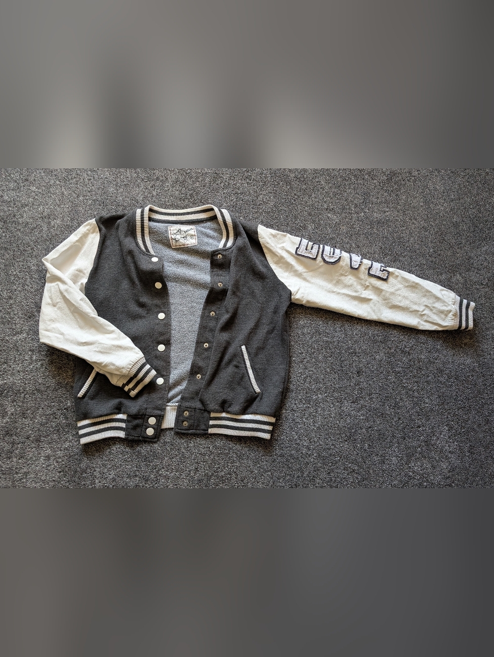 Kids Black & White Varsity Jacket Top